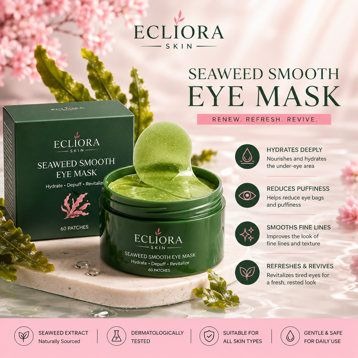 Ecliora smooth eye mask seaweed